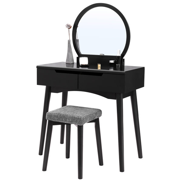 Wrought Studio Arinze 31.5'' Wide Vanity Set with Stool and Mirror